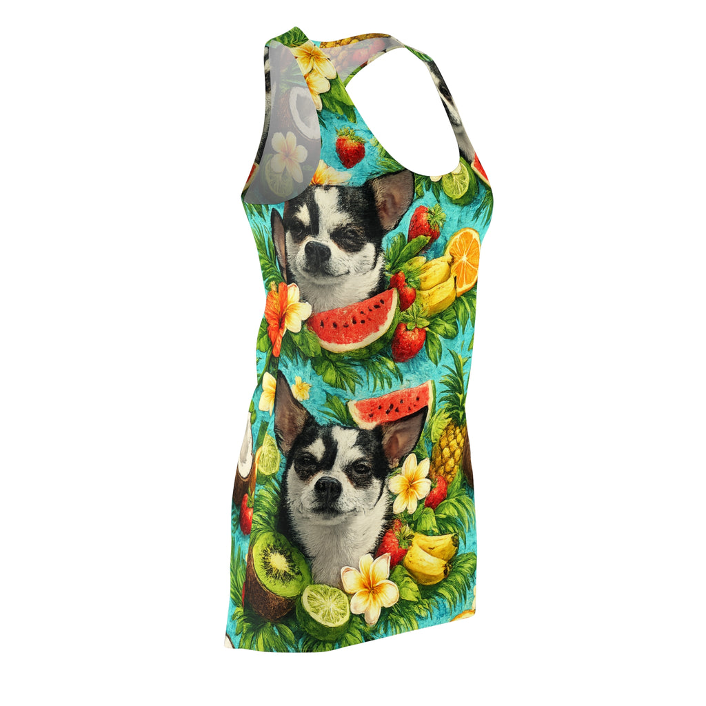 Tropical Chihuahua Racerback Dress — Fruit & Floral All-Over Print