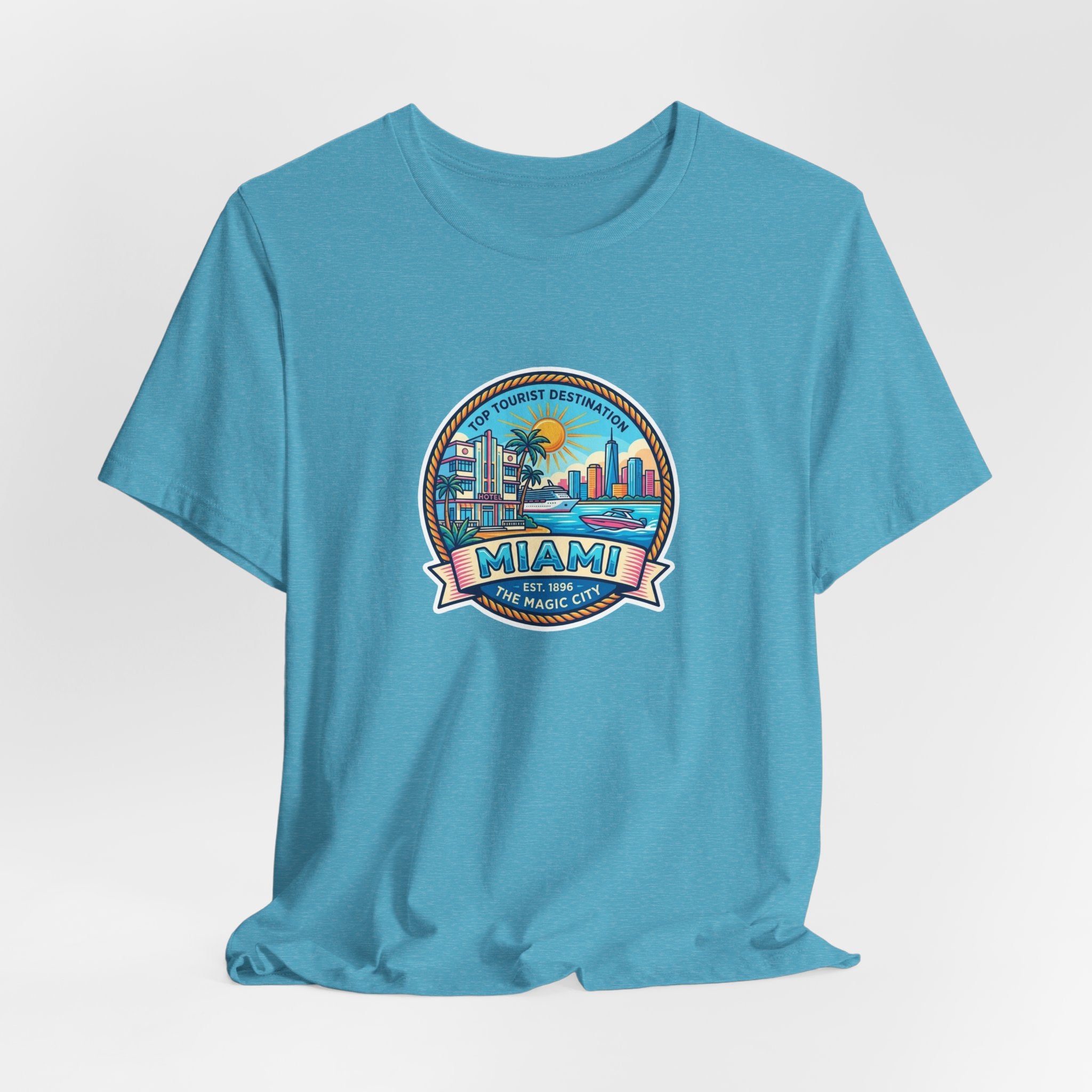 Miami Beach Vintage Logo Tee — Miami Skyline Sunset T‑Shirt