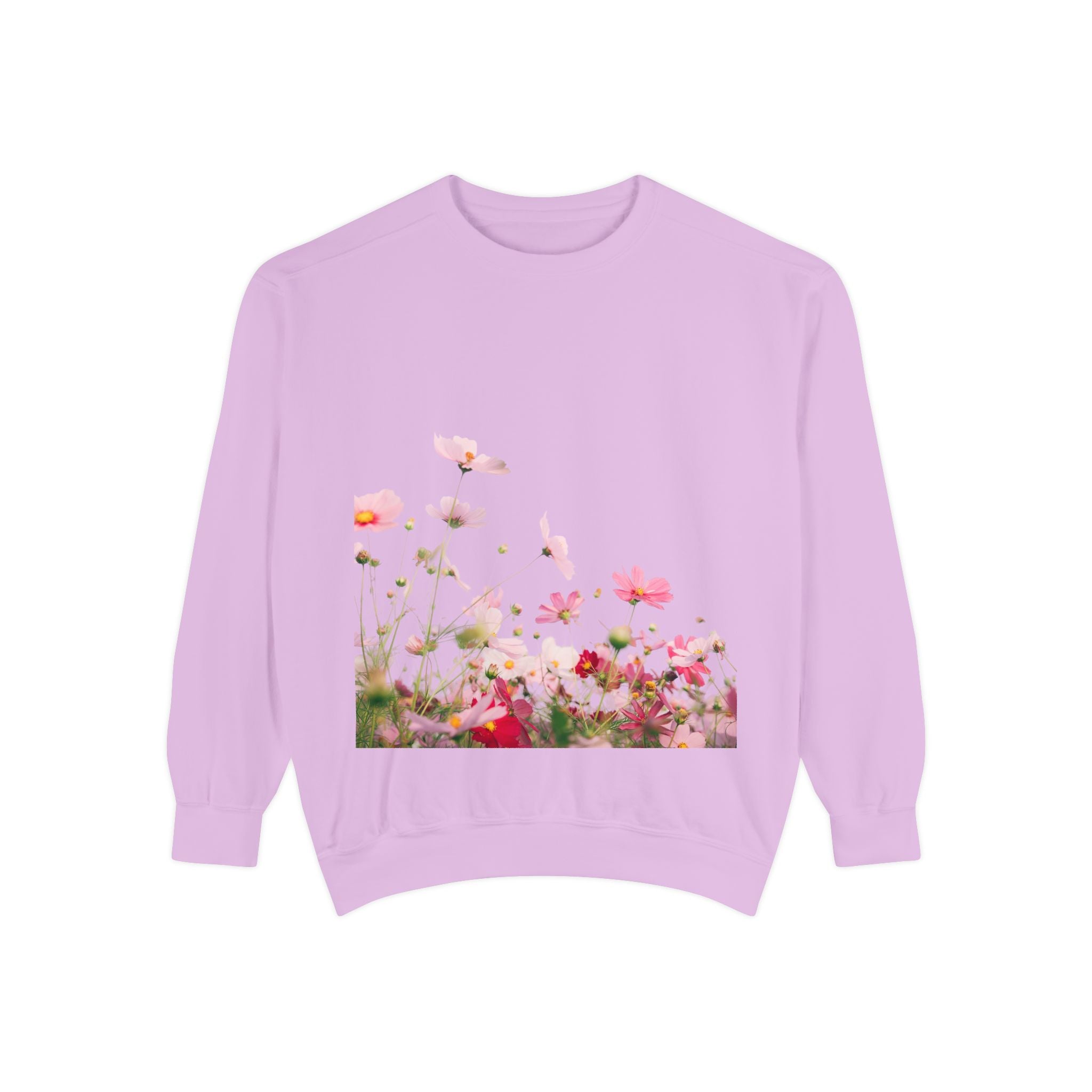 Floral Meadow Sweatshirt — Pink Cosmos Garden Crewneck