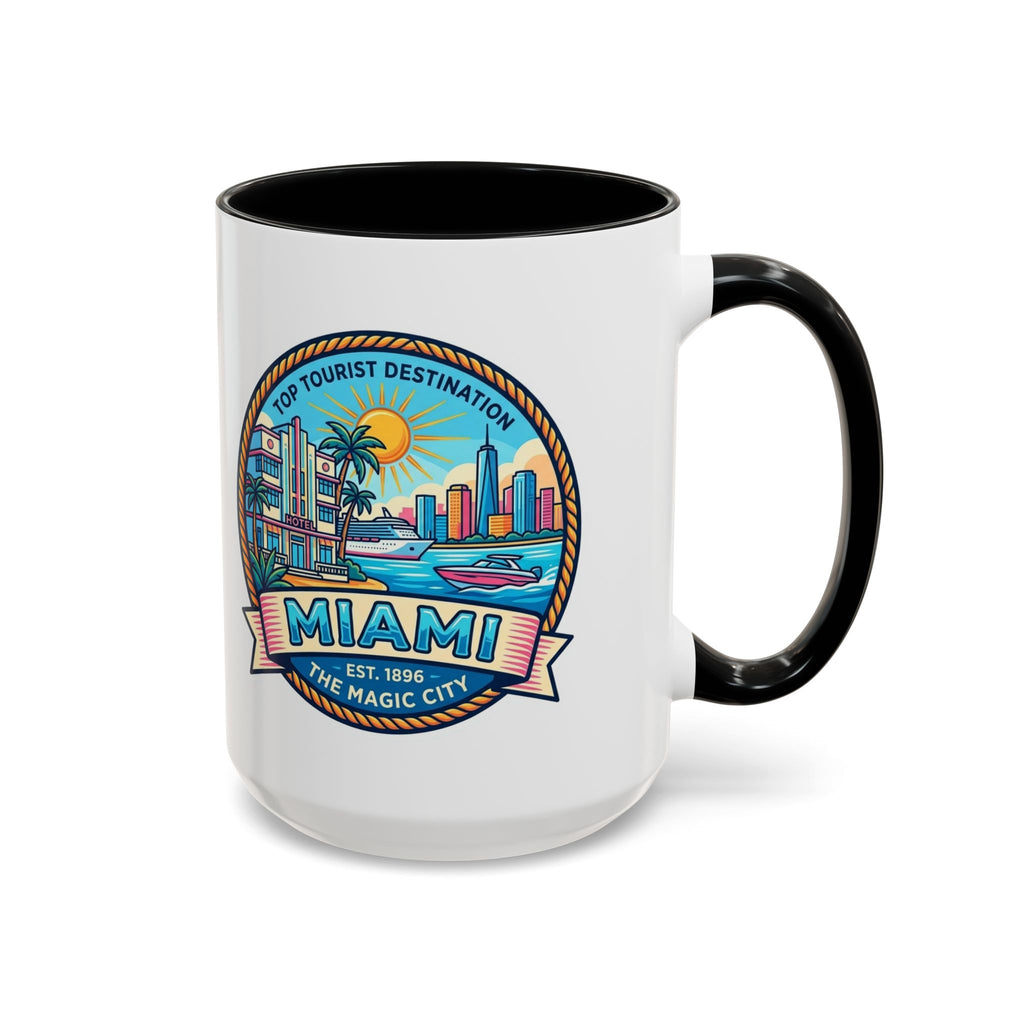Miami Vintage Travel Accent Coffee Mug – 'Miami' Scenic Beach & Skyline Design (11/15oz)