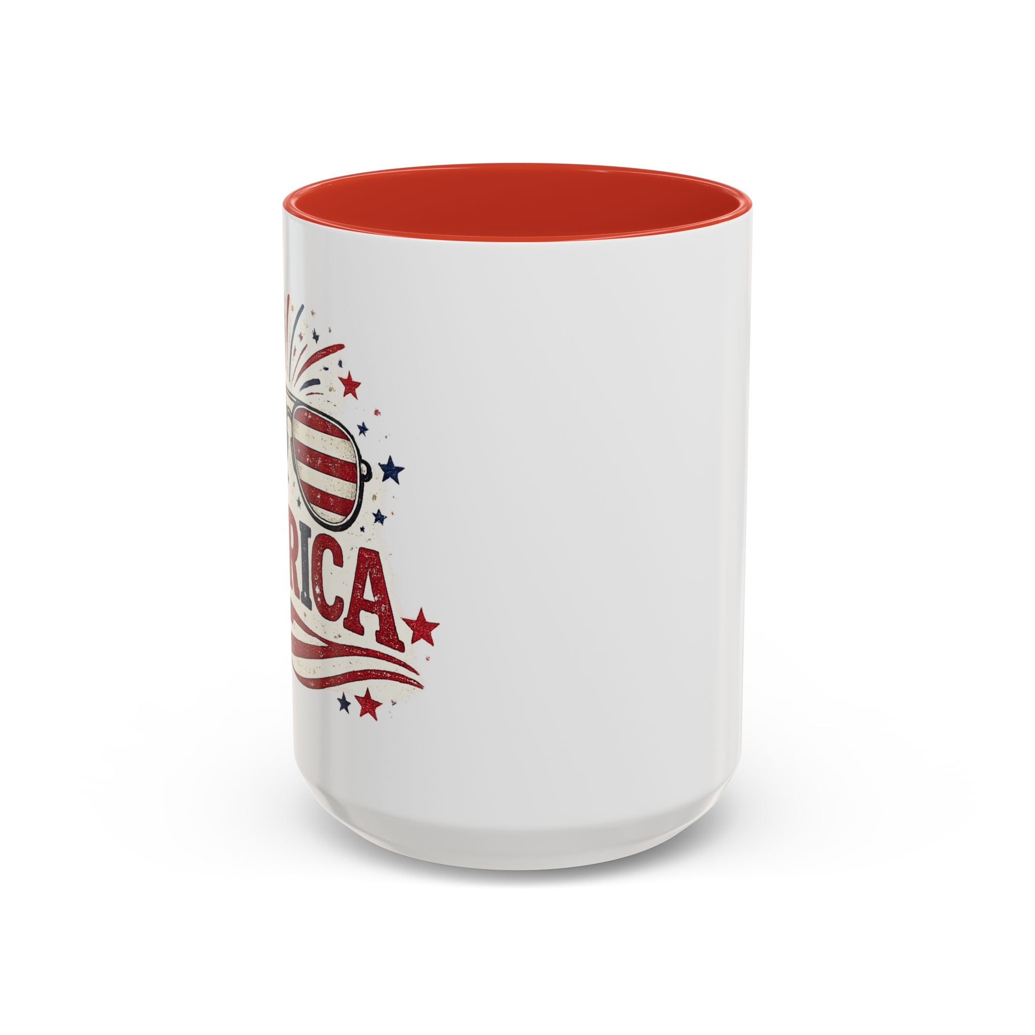America Flag Accent Coffee Mug - Patriotic 11/15oz Tea Cup