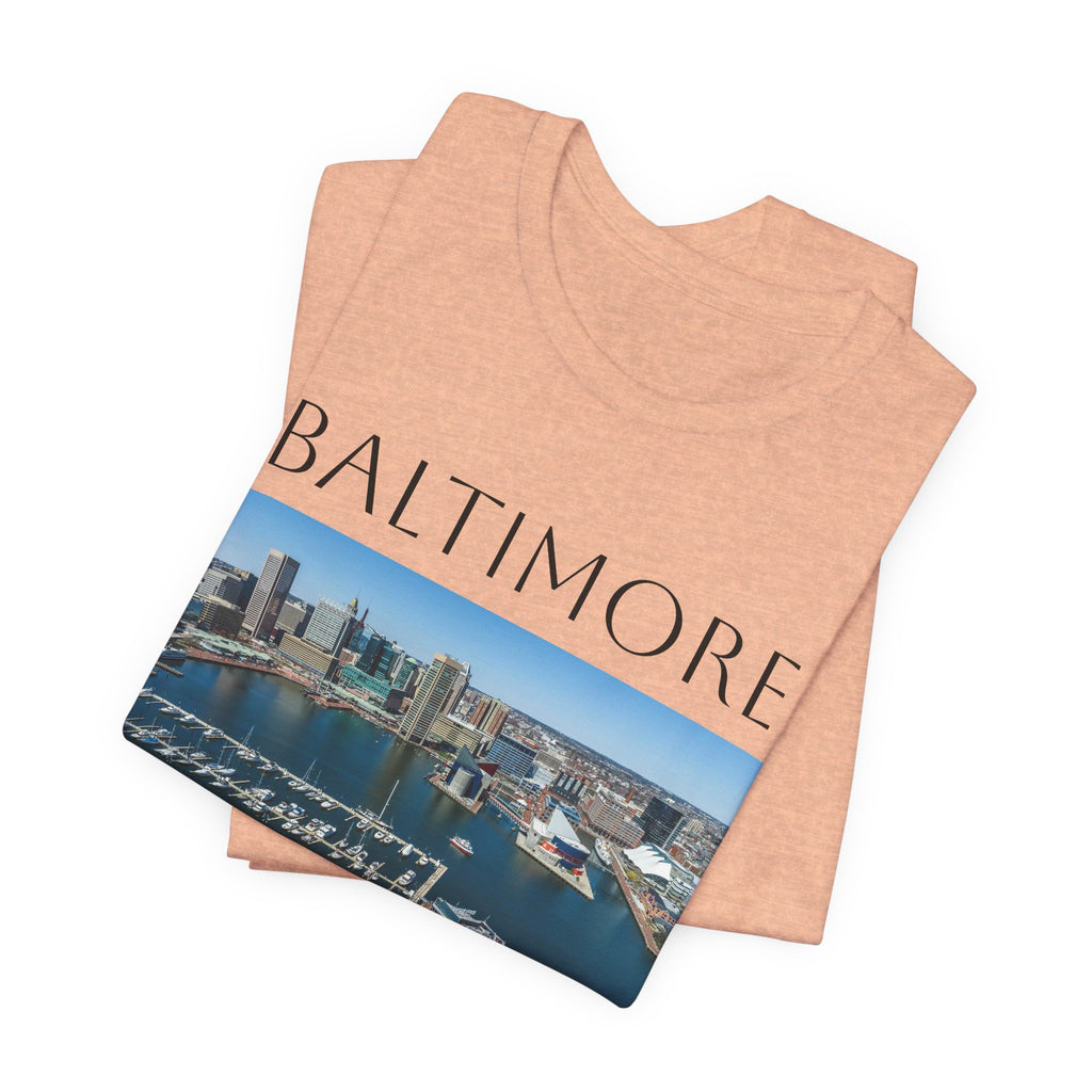 Baltimore Skyline Photo Tee — Inner Harbor Cityscape T-Shirt