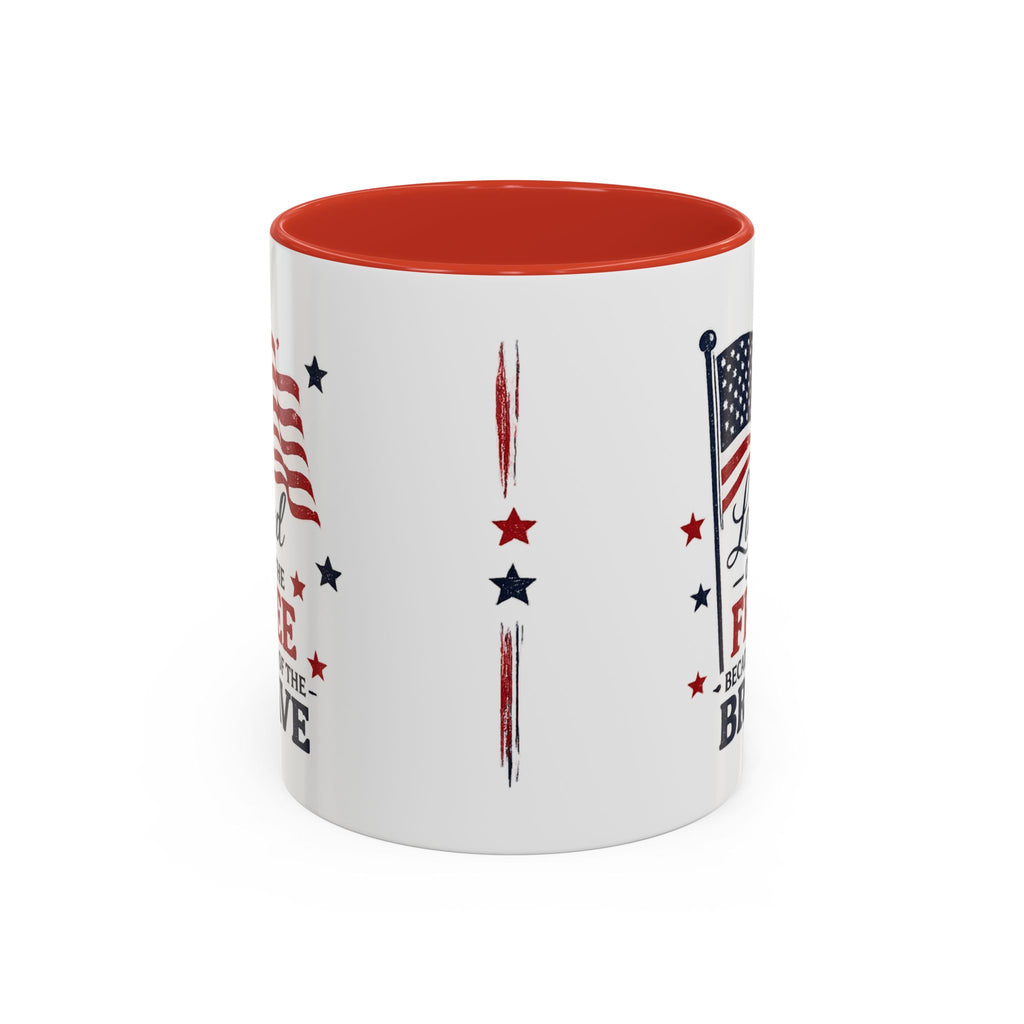 Patriotic Coffee Mug — "Land of the Free Because of the Brave" Accent Mug