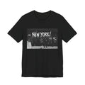 New York City Skyline Tee — Vintage Black & White 'NEW YORK!' Graphic Shirt