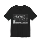 New York City Skyline Tee — Vintage Black & White 'NEW YORK!' Graphic Shirt