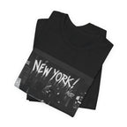 New York City Skyline Tee — Vintage Black & White 'NEW YORK!' Graphic Shirt