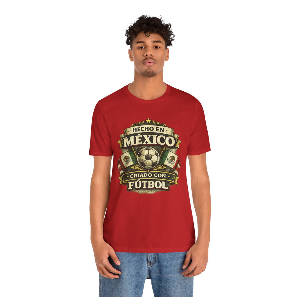 Mexico Soccer T‑Shirt — "Hecho en México, Criado con Fútbol" Vintage Football Tee