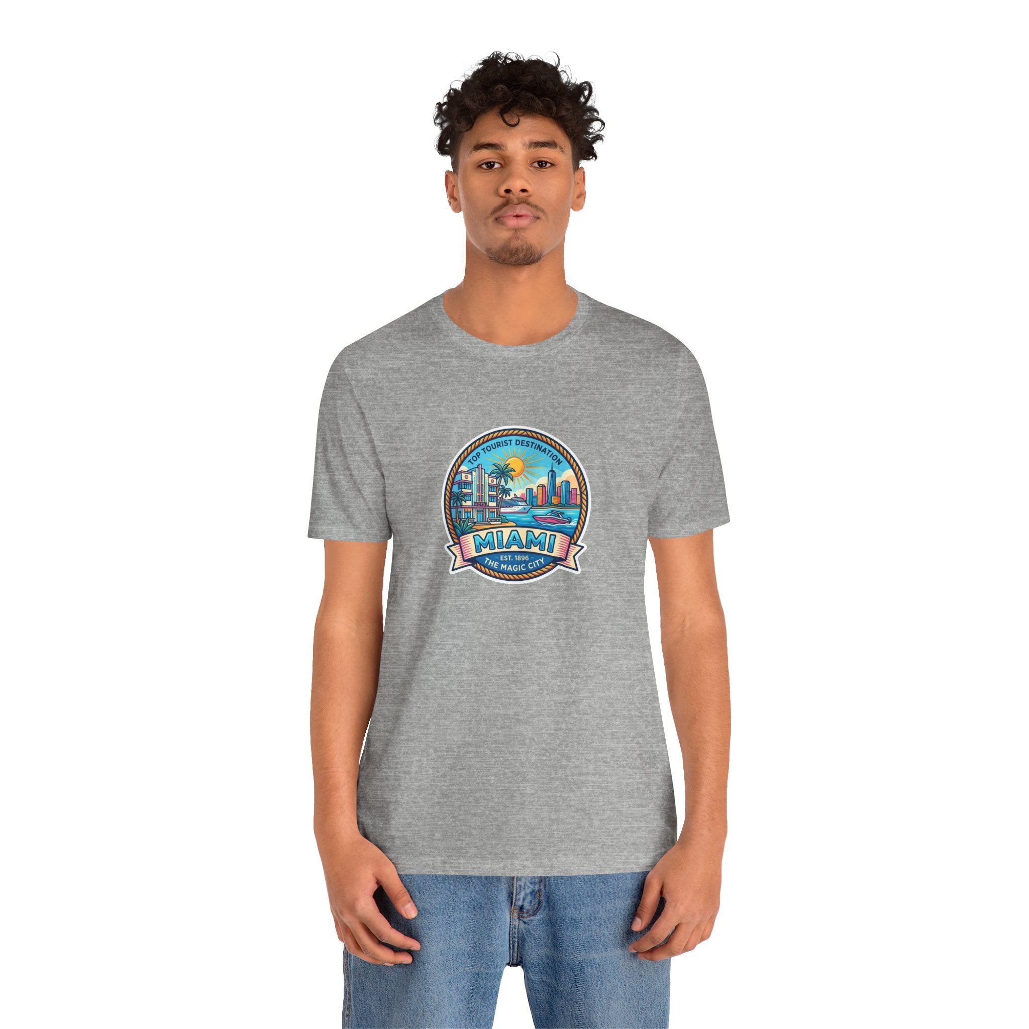 Miami Beach Vintage Logo Tee — Miami Skyline Sunset T‑Shirt