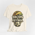 T-Shirt — Tacos & Fútbol Graphic Tee — Soccer Fan Mexican Food Mashup