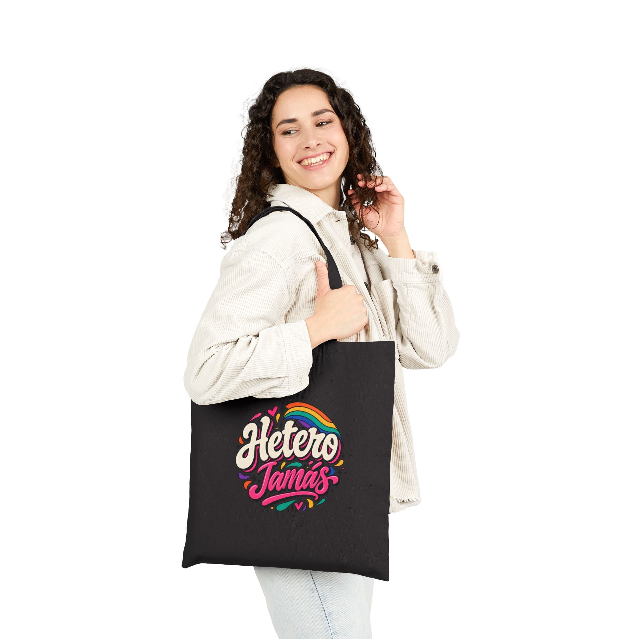 Tote Bag — "Hetero Tamas" Retro Rainbow Canvas Tote