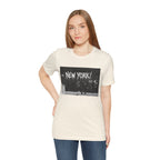 New York City Skyline Tee — Vintage Black & White 'NEW YORK!' Graphic Shirt