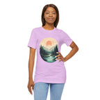 Sunset Mountain Landscape T-Shirt — Scenic Forest River Graphic Tee