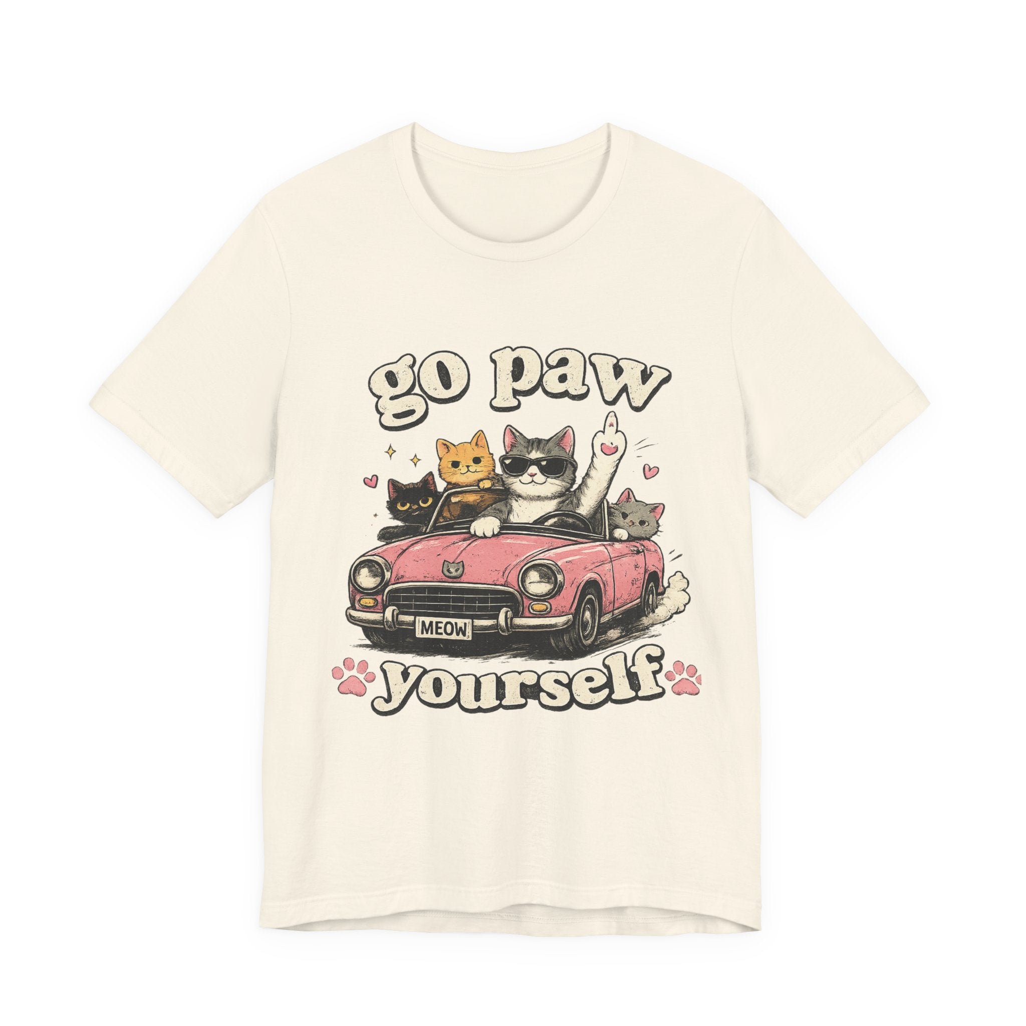 Go Paw Yourself Cat Tee – Cute Retro Cats in Convertible T‑Shirt