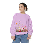 Floral Meadow Sweatshirt — Pink Cosmos Garden Crewneck