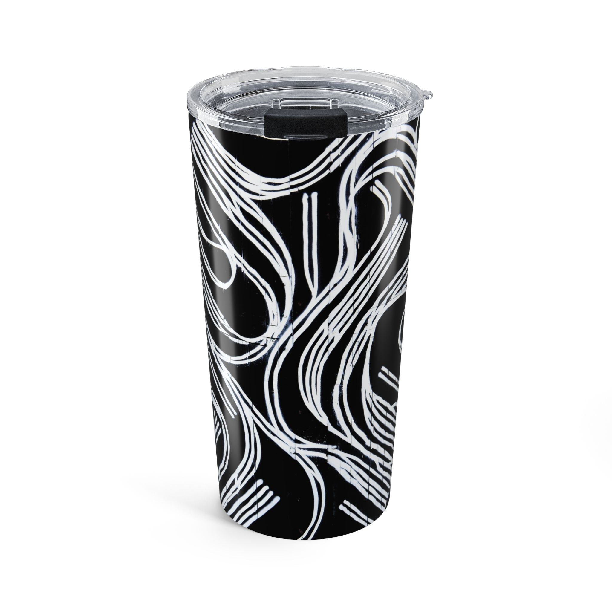 20oz Black & White Abstract Swirl Tumbler