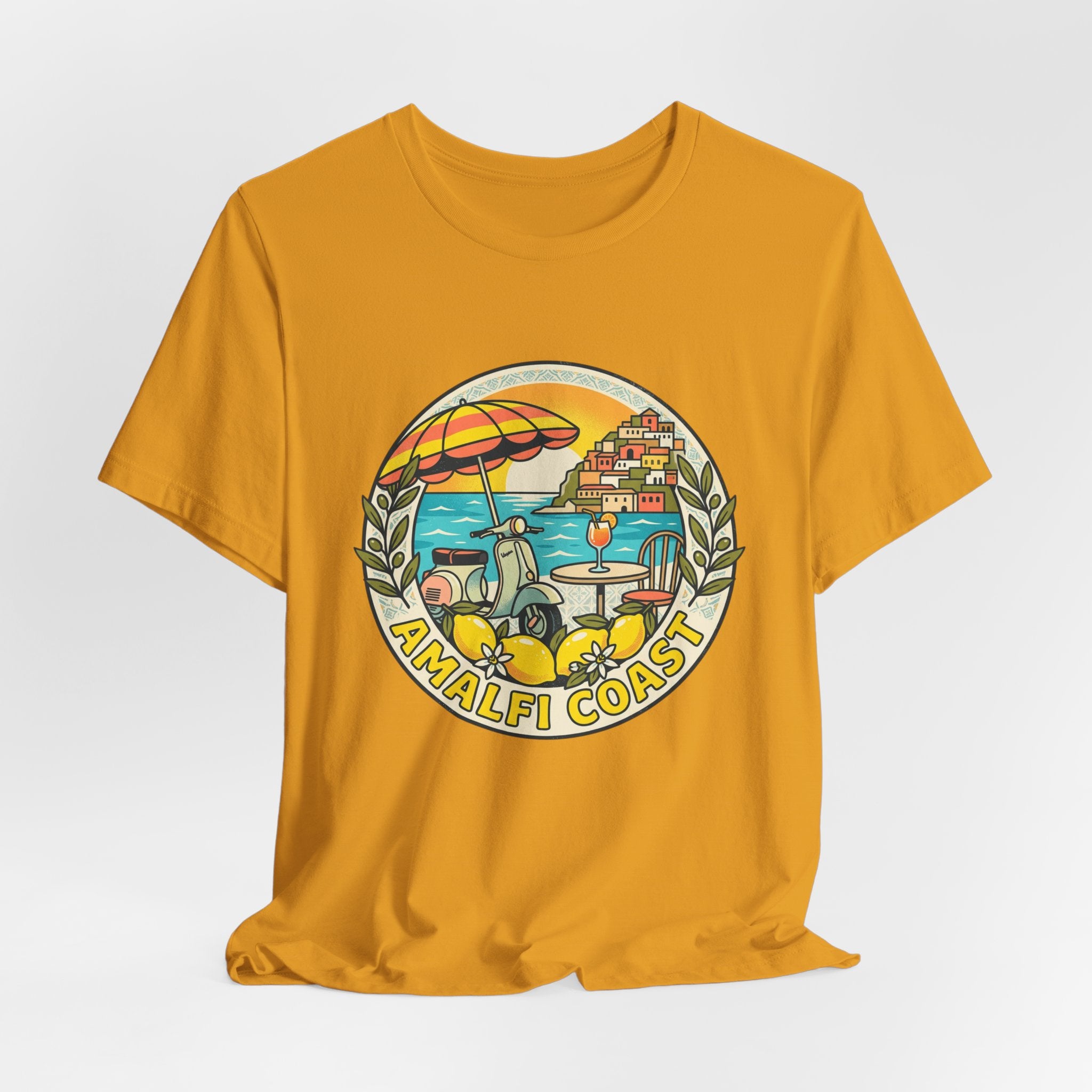 Amalfi Coast Vintage Travel Tee — Scenic Lemon & Vespa Graphic