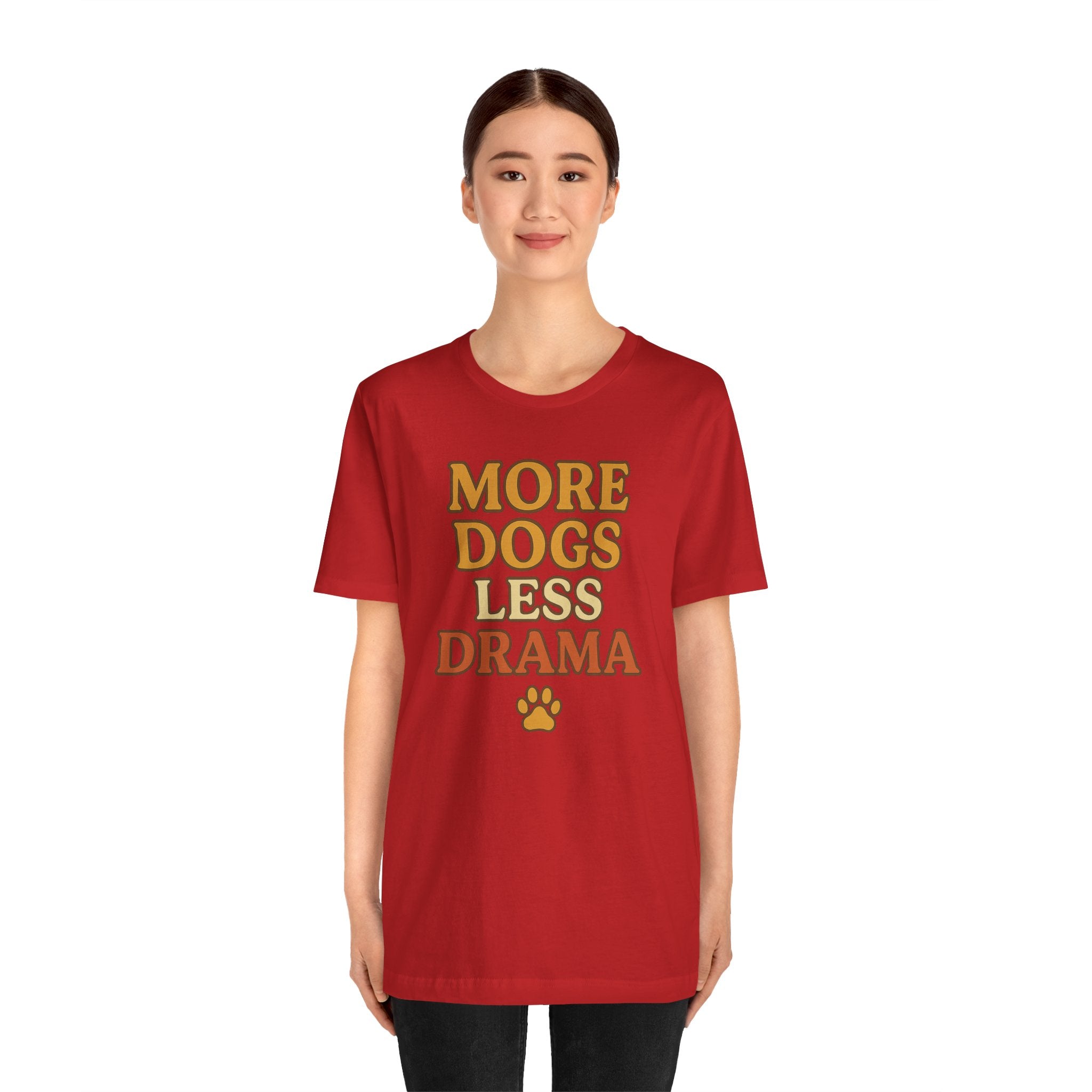 More Dogs Less Drama T-Shirt — Retro Paw Print Dog Lover Tee