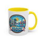 Miami Vintage Travel Accent Coffee Mug – 'Miami' Scenic Beach & Skyline Design (11/15oz)