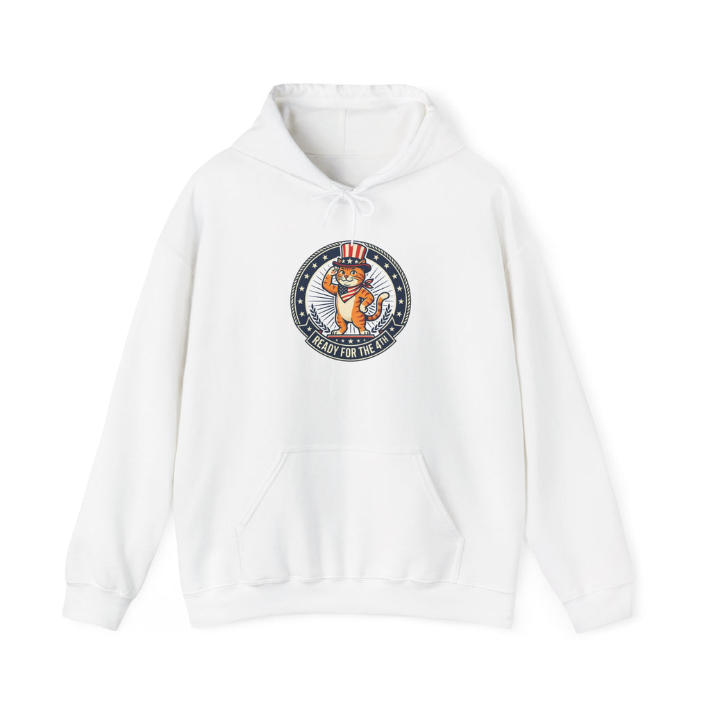 Patriotic Cat Hoodie — "Ready for the Stars" Graphic Pullover