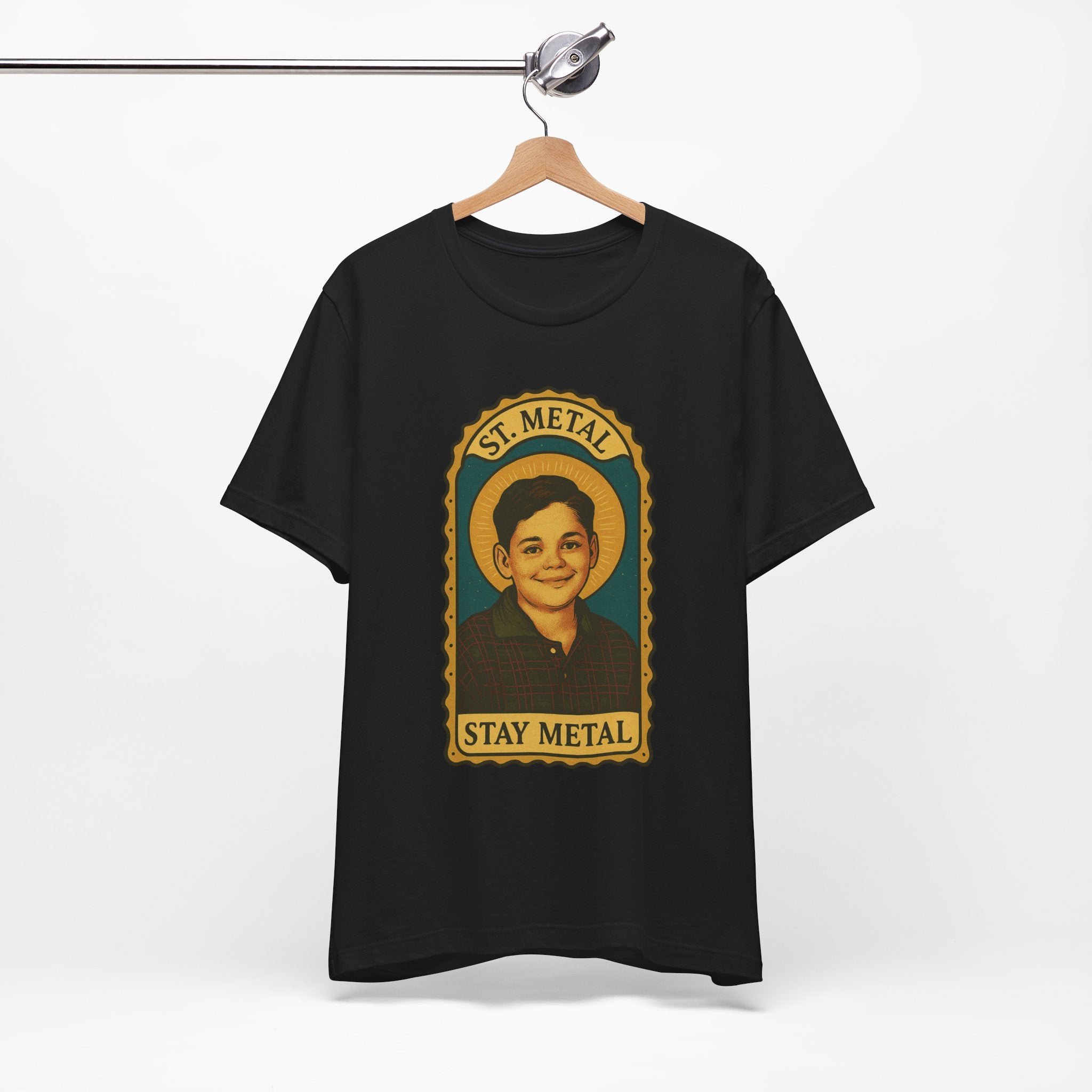 Copy of Stay Metal T-Shirt — Retro Saint Portrait Heavy Metal Tee