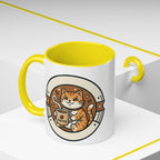Cat Coffee Mug — Cute Orange Kitty Holding ‘Coffee’ Accent Ceramic Mug (11/15 oz)