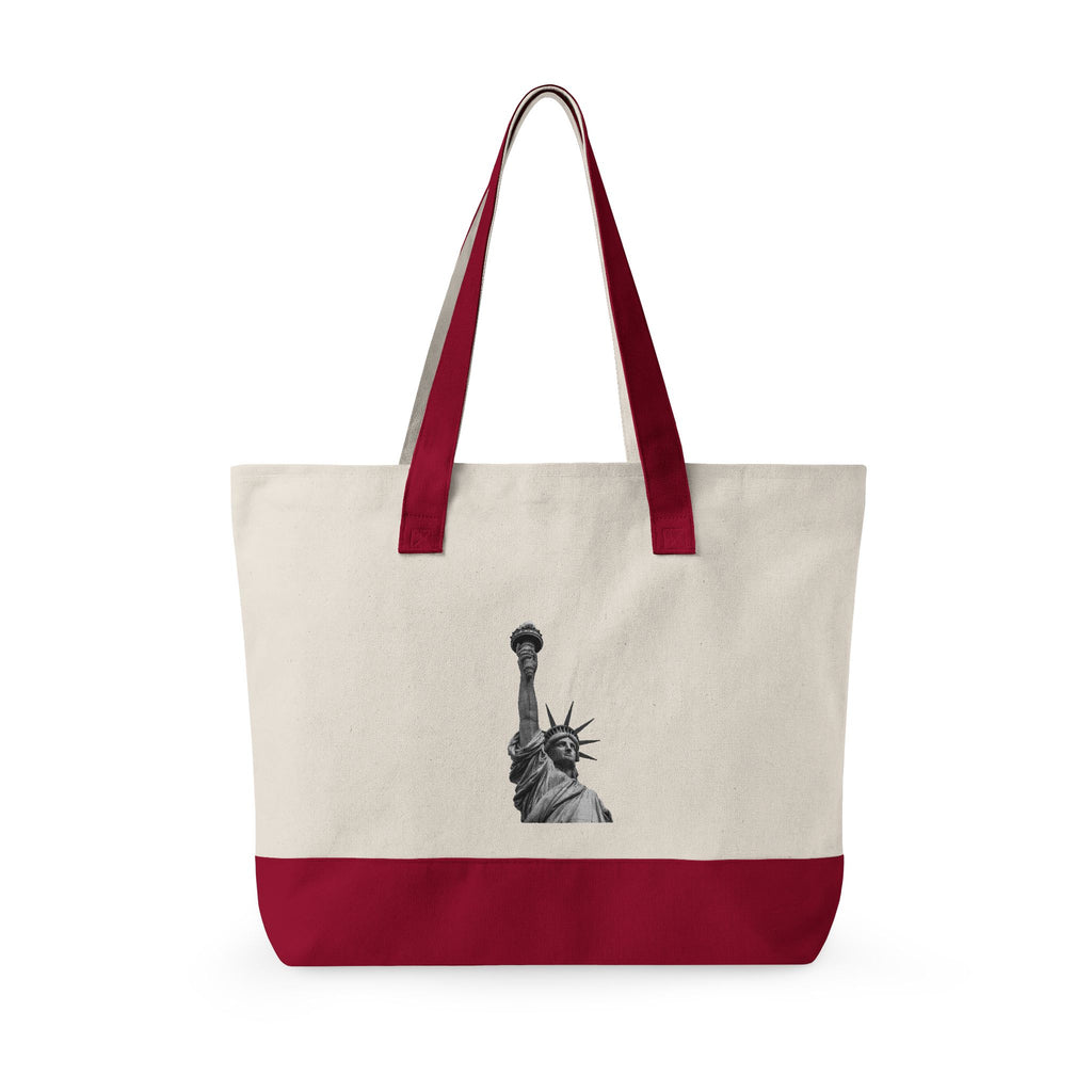 Statue of Liberty Canvas Tote — Zippered Eco Travel Bag