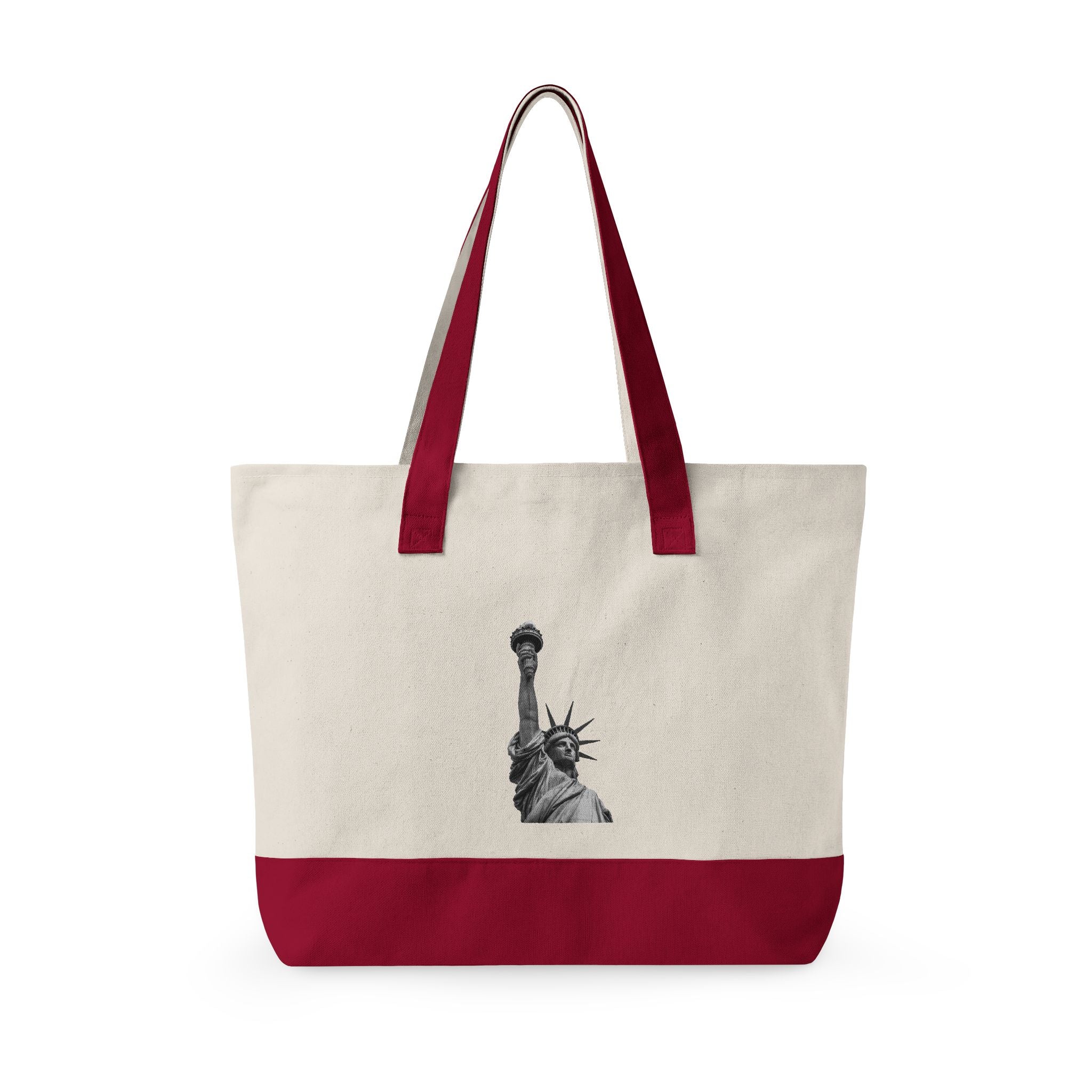 Statue of Liberty Canvas Tote — Zippered Eco Travel Bag