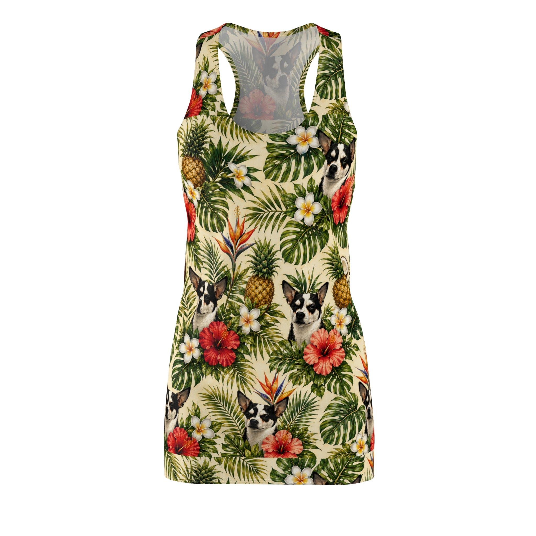 Tropical Chihuahua Racerback Dress – Pineapple & Hibiscus AOP