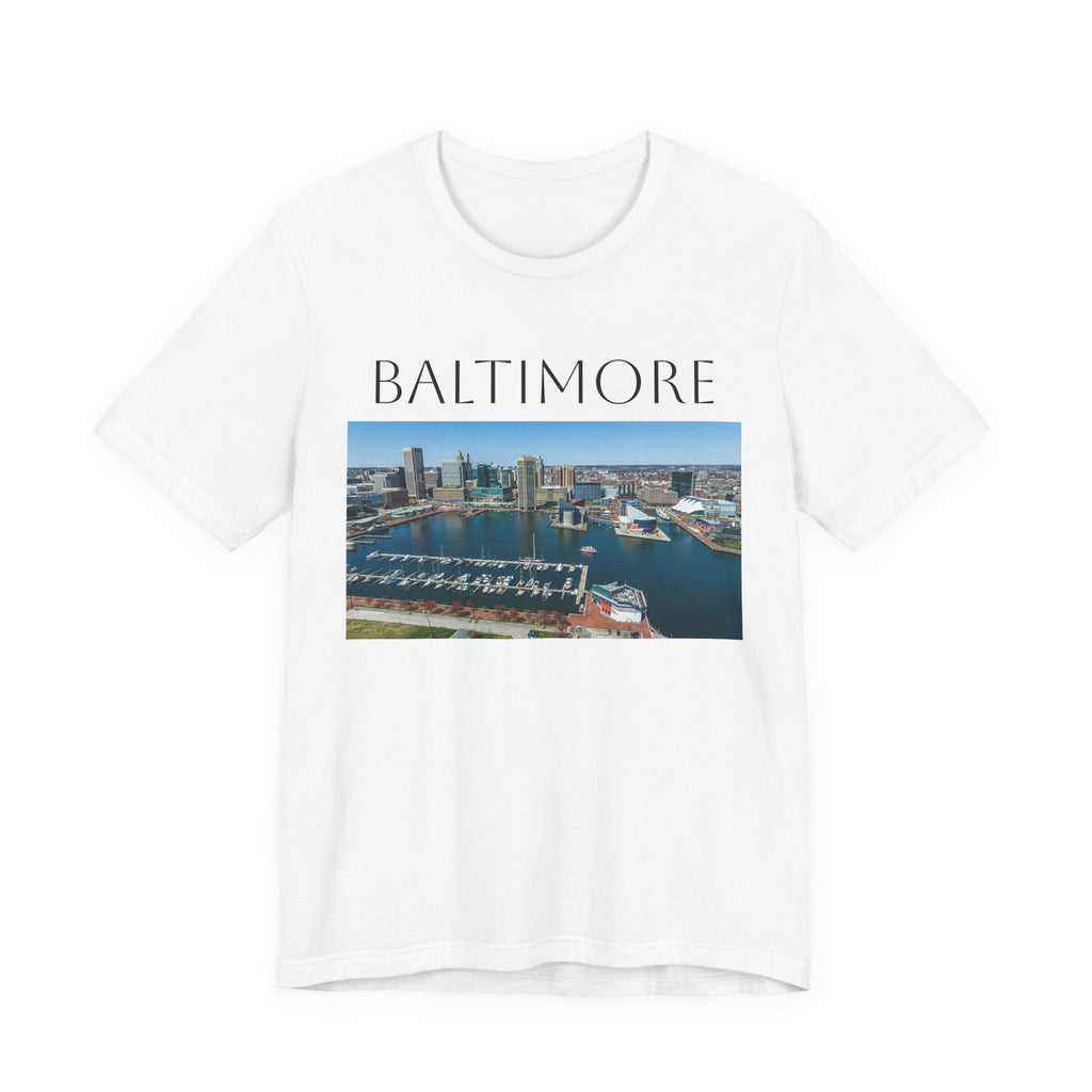 Baltimore Skyline Photo Tee — Inner Harbor Cityscape T-Shirt