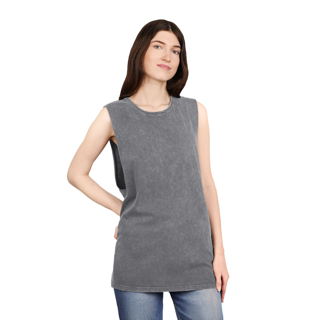 Summer Vibes Stonewash Tank Top — Retro Sunset Graphic Tank