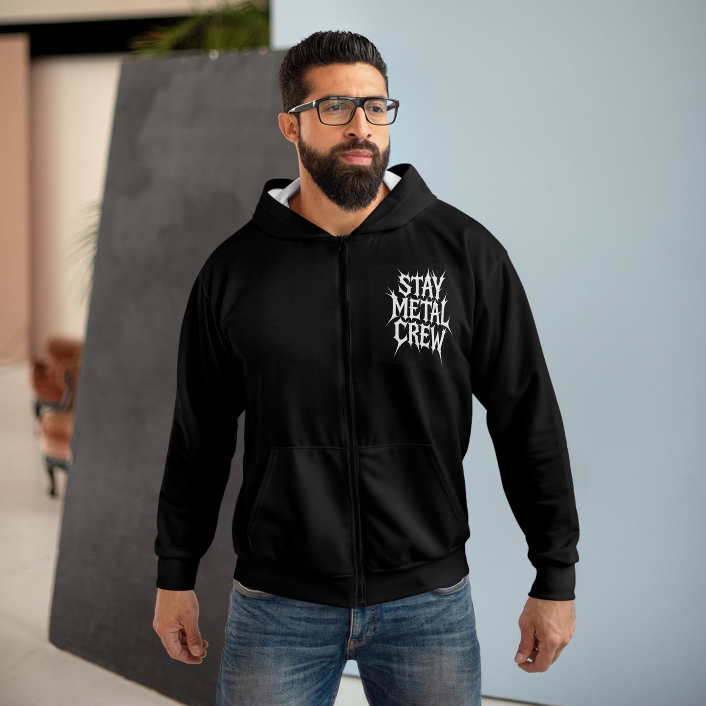 Stay Metal Unisex Zip Hoodie | Rock Tees, Music Apparel, Festival Wear, Gift for Him, Edgy Street Style