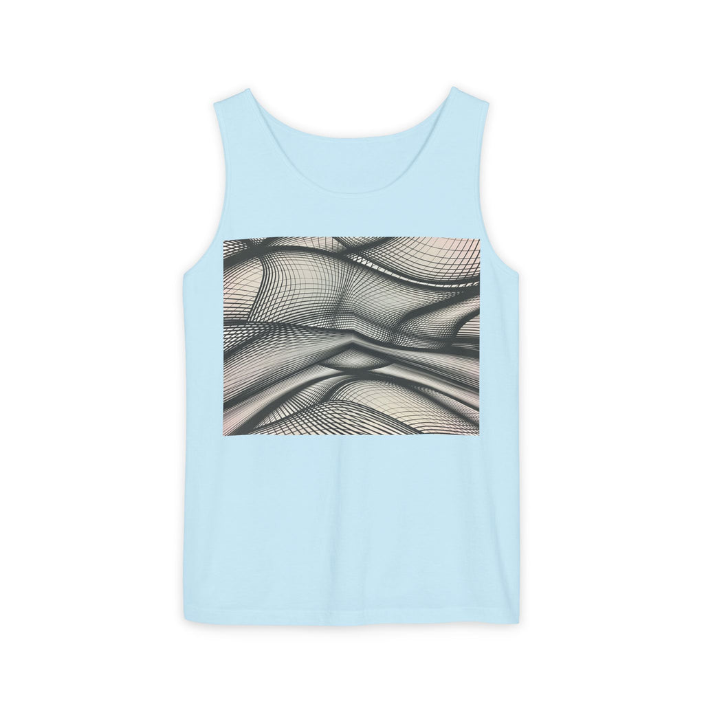 Abstract Wave Mesh Tank Top — Geometric Optical Illusion Graphic Tank