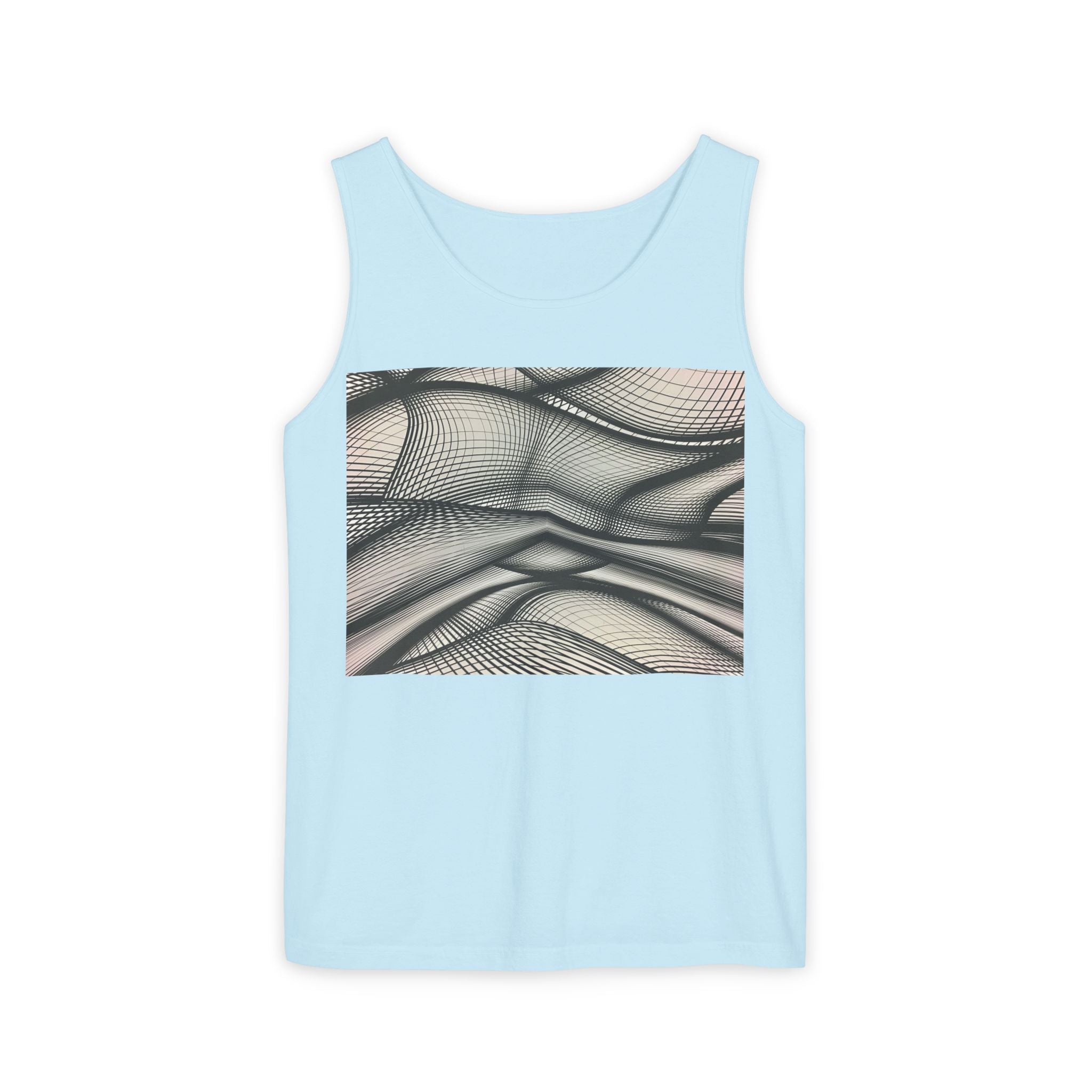 Abstract Wave Mesh Tank Top — Geometric Optical Illusion Graphic Tank