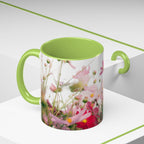 Floral Cosmos Accent Coffee Mug — Pink Wildflower Tea & Coffee Cup (11/15oz)