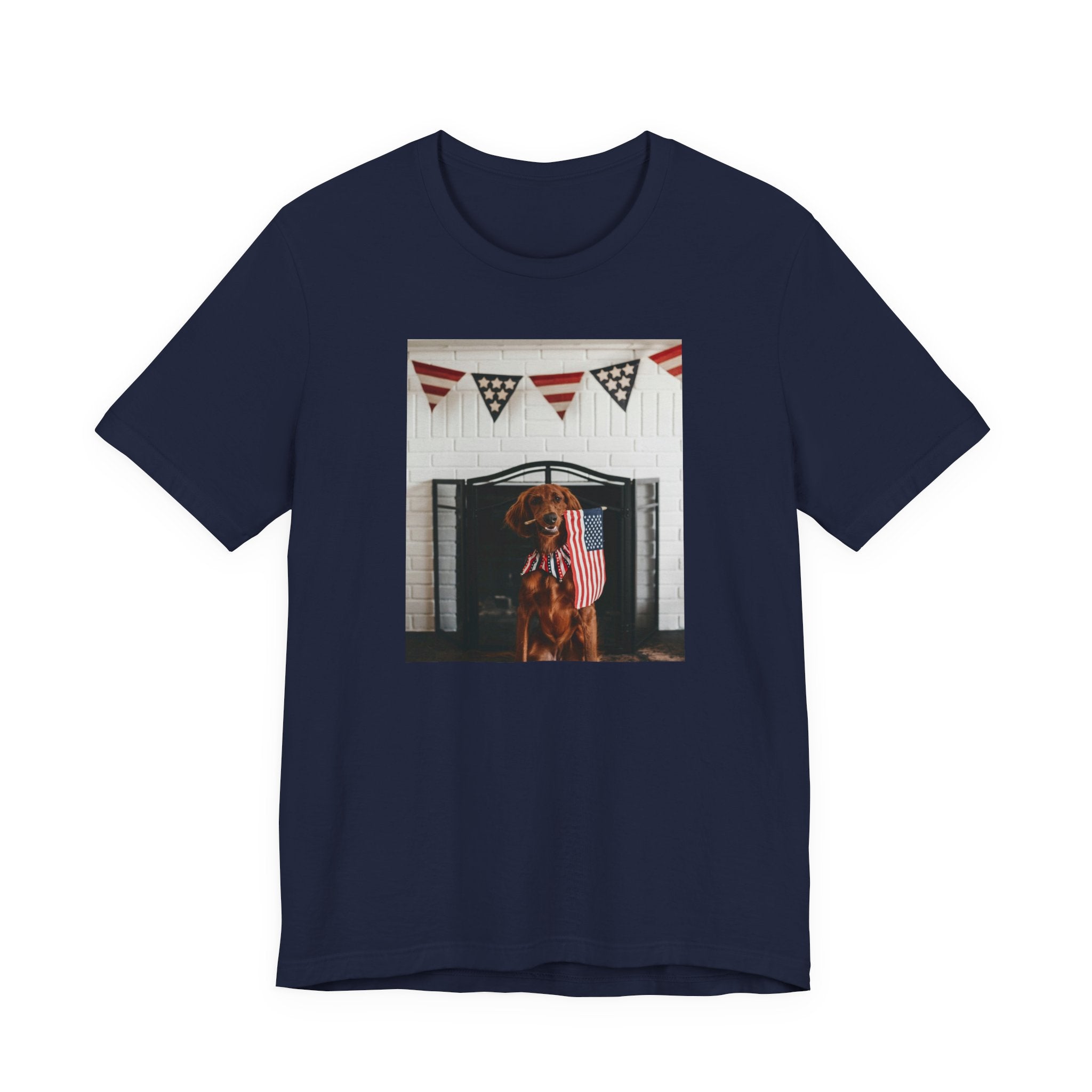 Patriotic Dog T-Shirt - Photo Print with American Flag Bunting