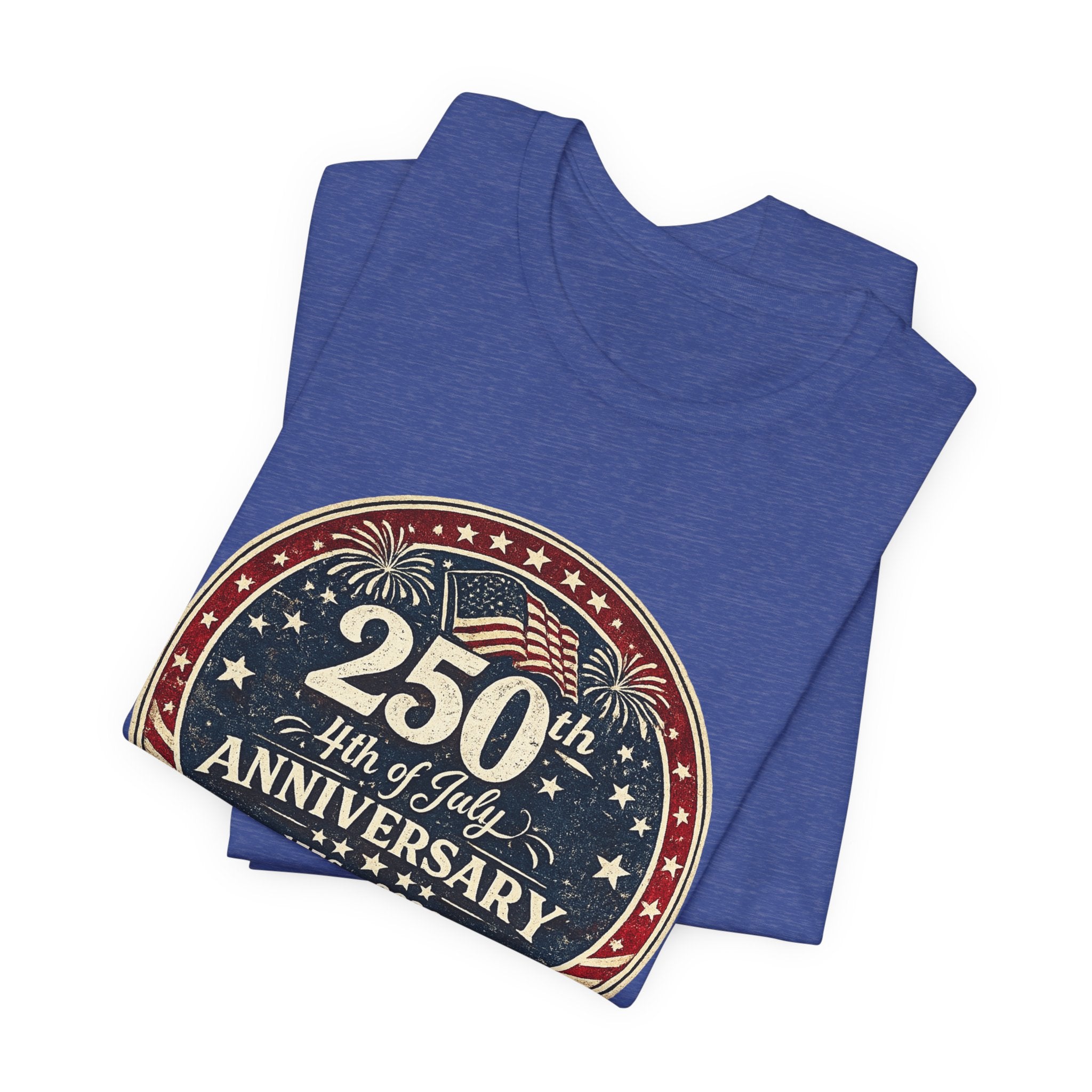 4th of July 250th Anniversary T-Shirt – Vintage American Flag Emblem (1776–2026)