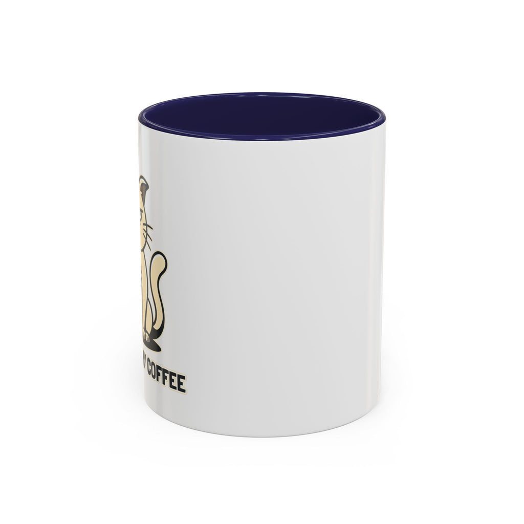 Cat Lover Coffee Mug – Cute Cat Illustration ‘Coffee’ Accent Ceramic Mug (11/15oz)