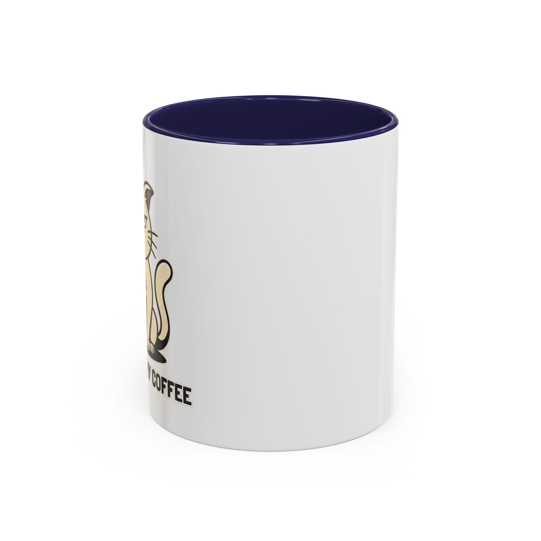 Cat Lover Coffee Mug – Cute Cat Illustration ‘Coffee’ Accent Ceramic Mug (11/15oz)