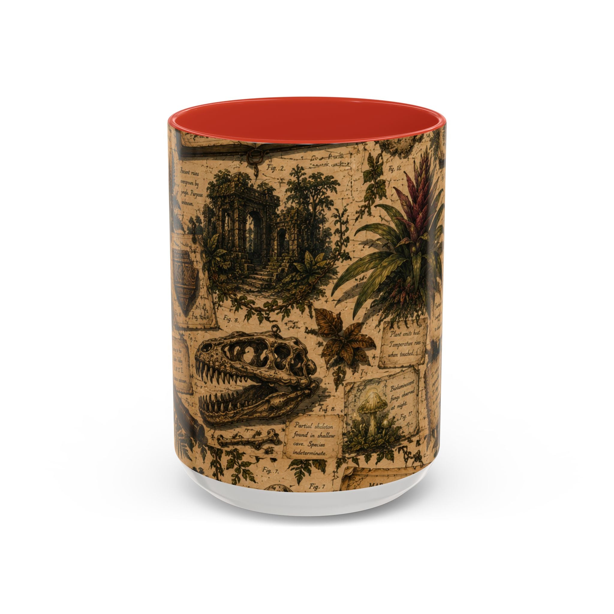 Vintage Natural History Coffee Mug — Botanical & Fossil Illustration Accent Mug