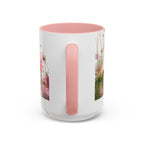 Floral Cosmos Accent Coffee Mug — Pink Wildflower Tea & Coffee Cup (11/15oz)