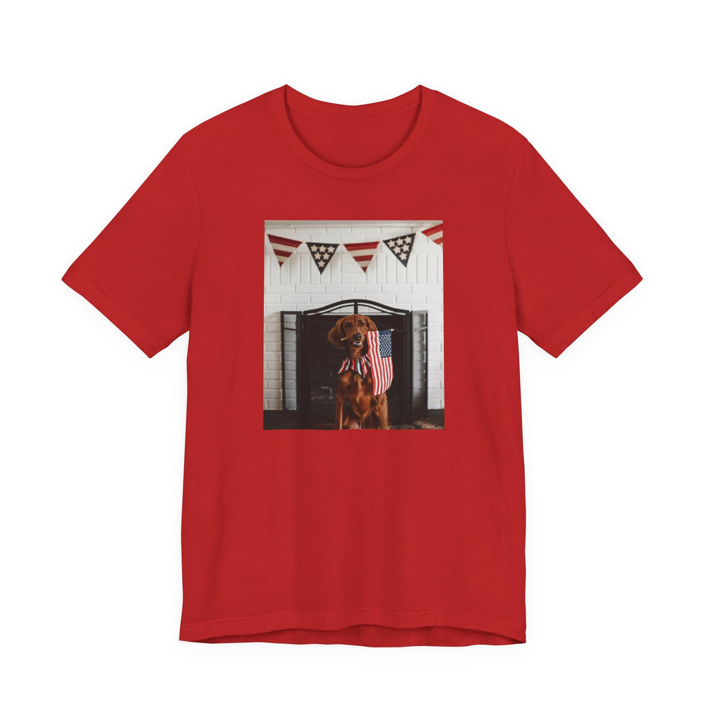Patriotic Dog T-Shirt - Photo Print with American Flag Bunting