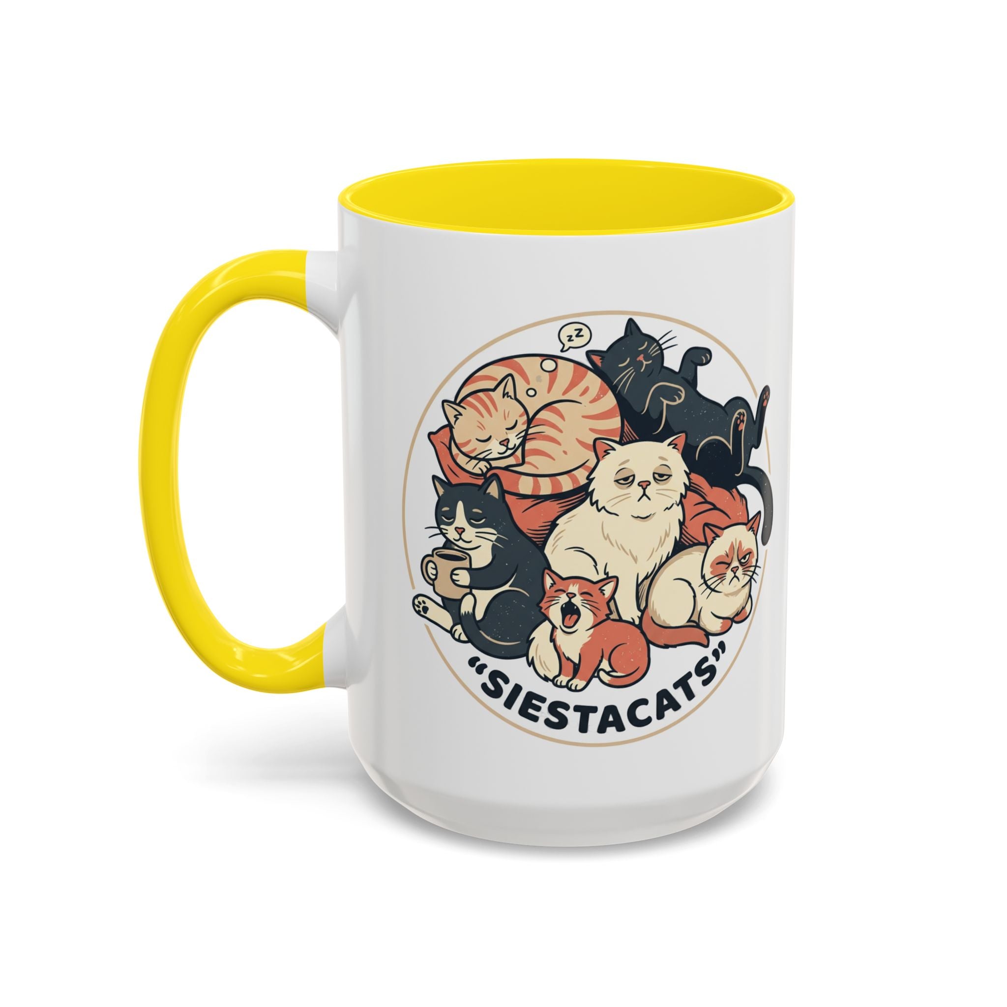 Cat Jester Accent Coffee Mug – Whimsical Vintage Cat Illustration (11/15oz)