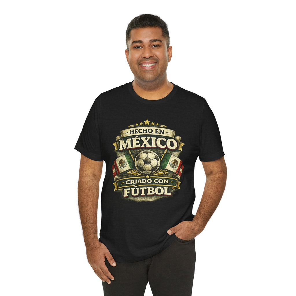 Mexico Soccer T‑Shirt — "Hecho en México, Criado con Fútbol" Vintage Football Tee