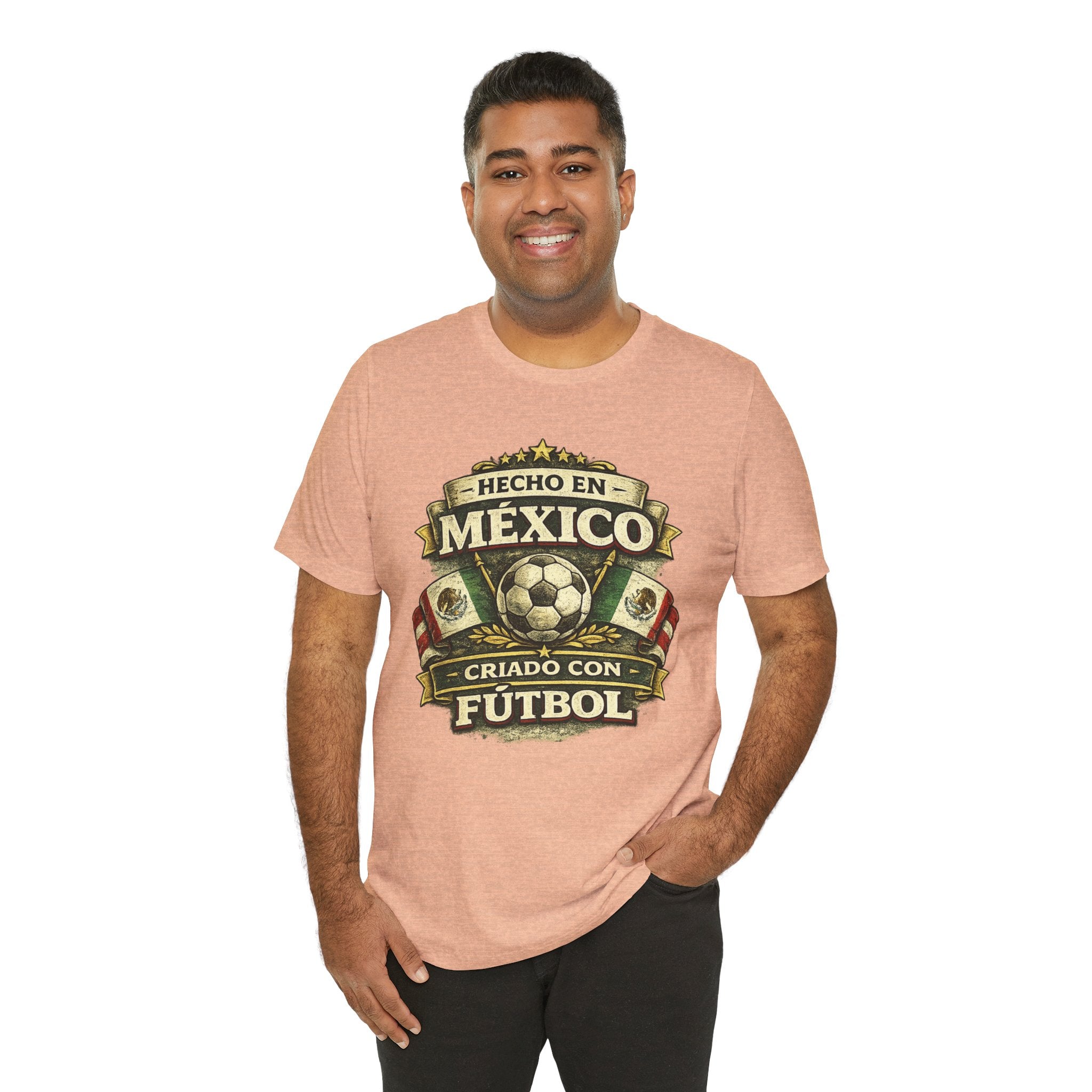 Mexico Soccer T‑Shirt — "Hecho en México, Criado con Fútbol" Vintage Football Tee