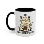 Cat Lover Coffee Mug – Cute Cat Illustration ‘Coffee’ Accent Ceramic Mug (11/15oz)