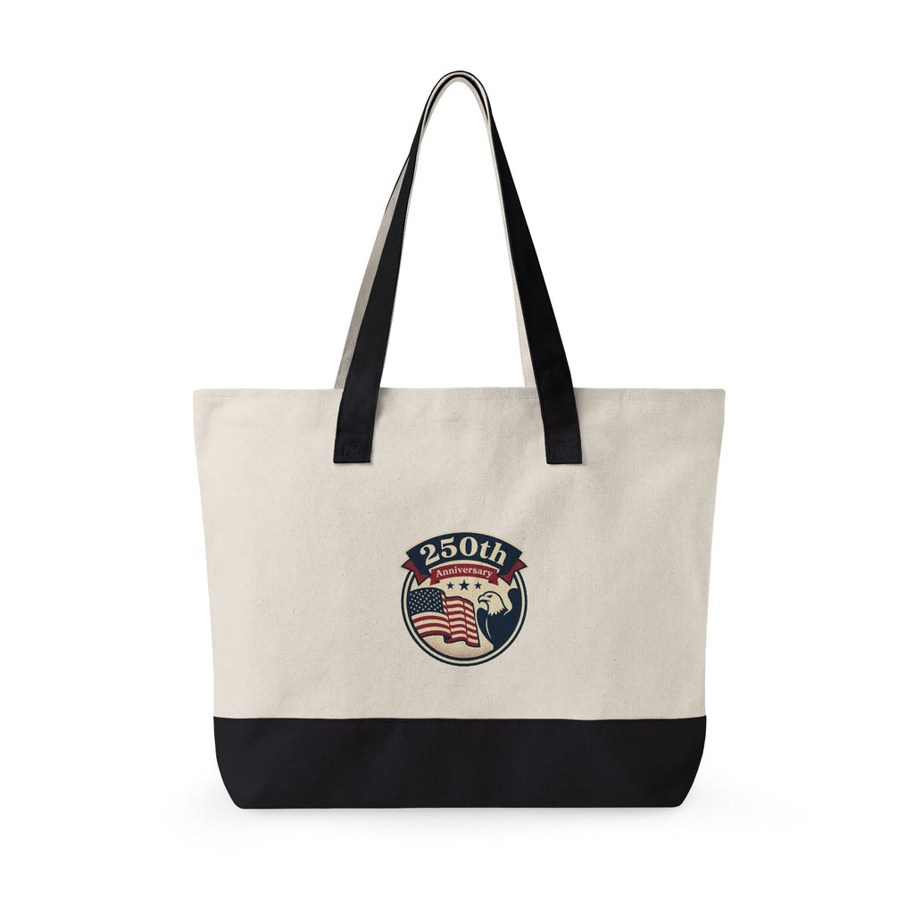 250th Anniversary American Flag Canvas Tote Bag — Zippered Patriotic Tote