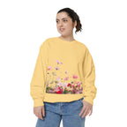 Floral Meadow Sweatshirt — Pink Cosmos Garden Crewneck