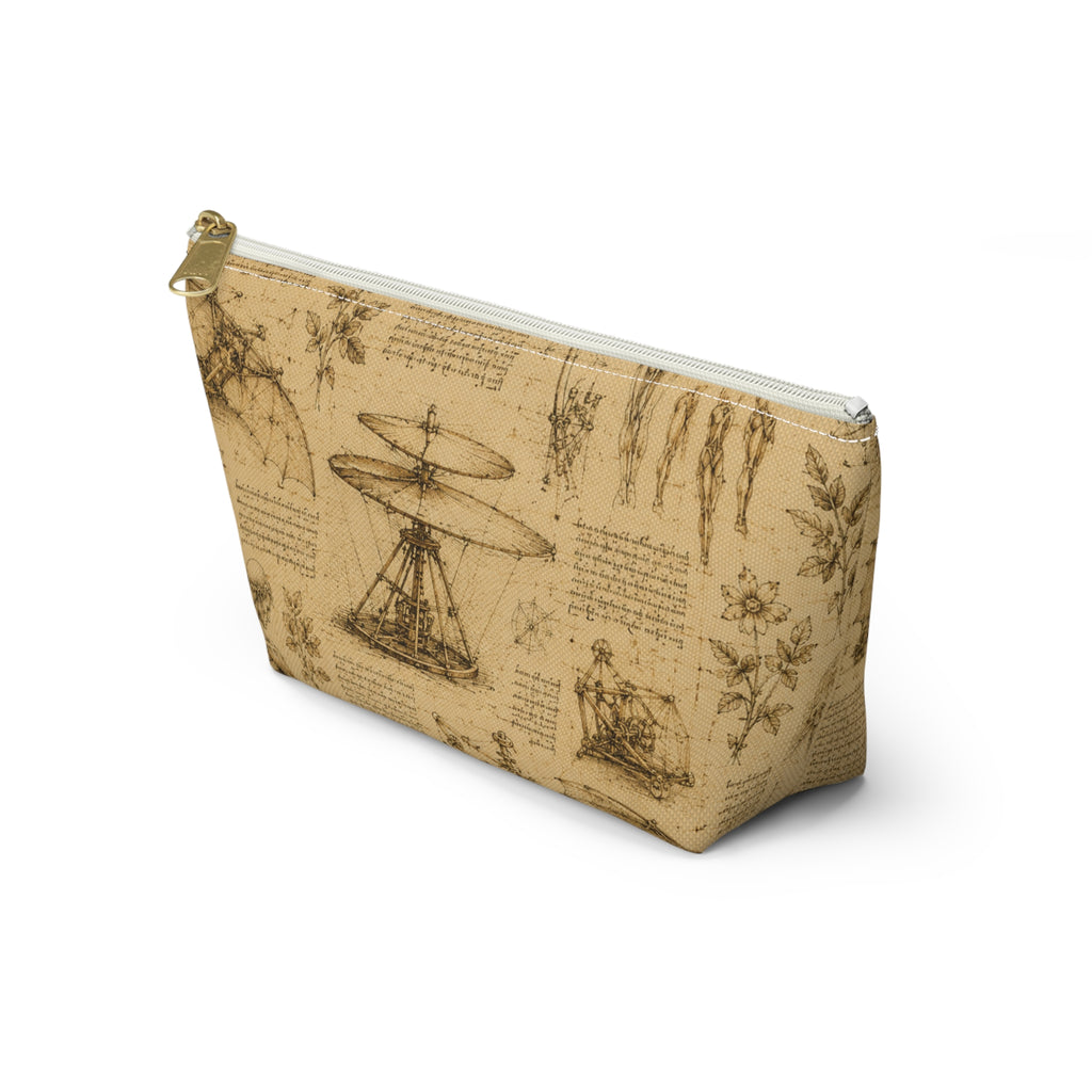 Leonardo Da Vinci  Sketch Accessory Pouch — Leonardo-Inspired T-Bottom Cosmetic Bag