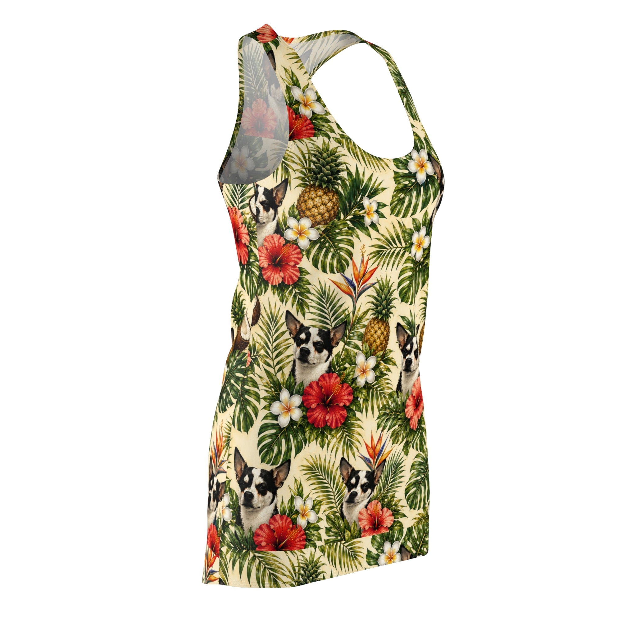 Tropical Chihuahua Racerback Dress – Pineapple & Hibiscus AOP