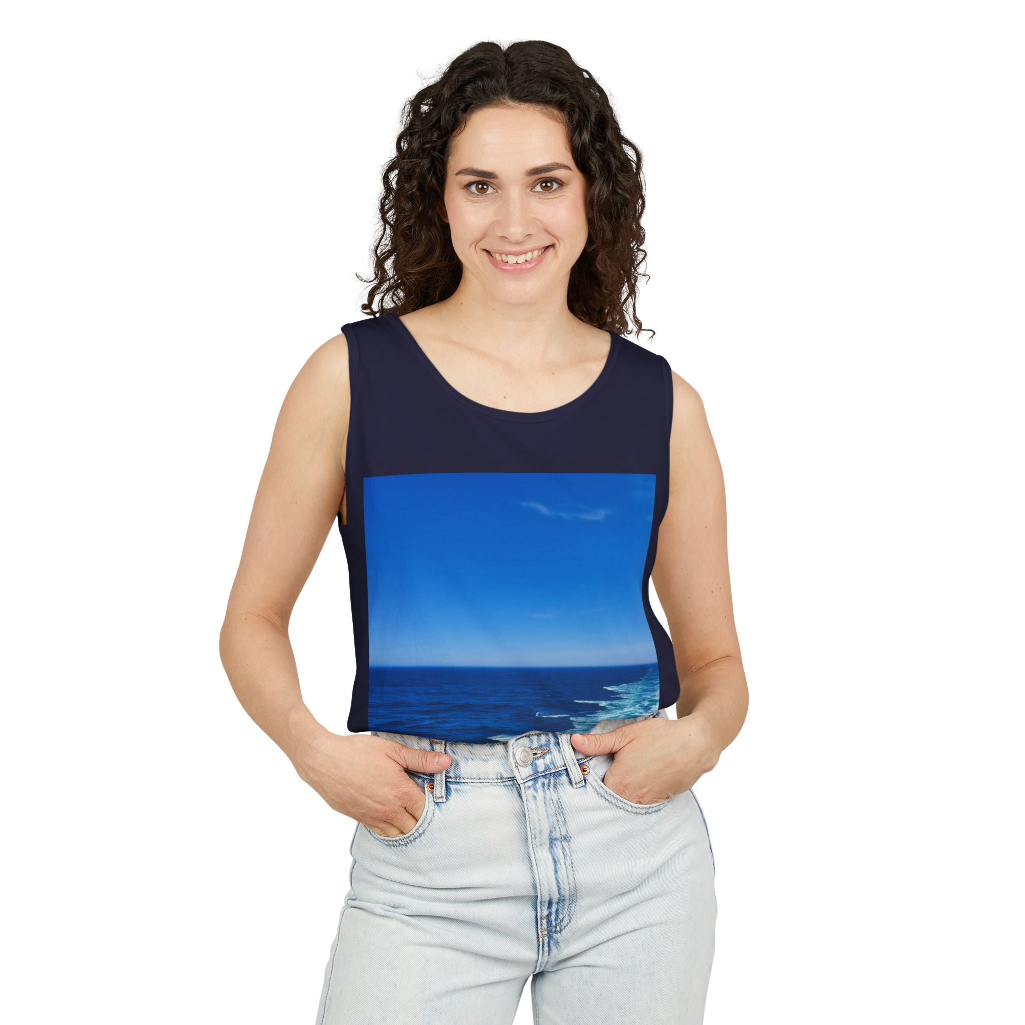 Ocean View Photo Tank Top — Coastal Beach Vibes Summer Tee